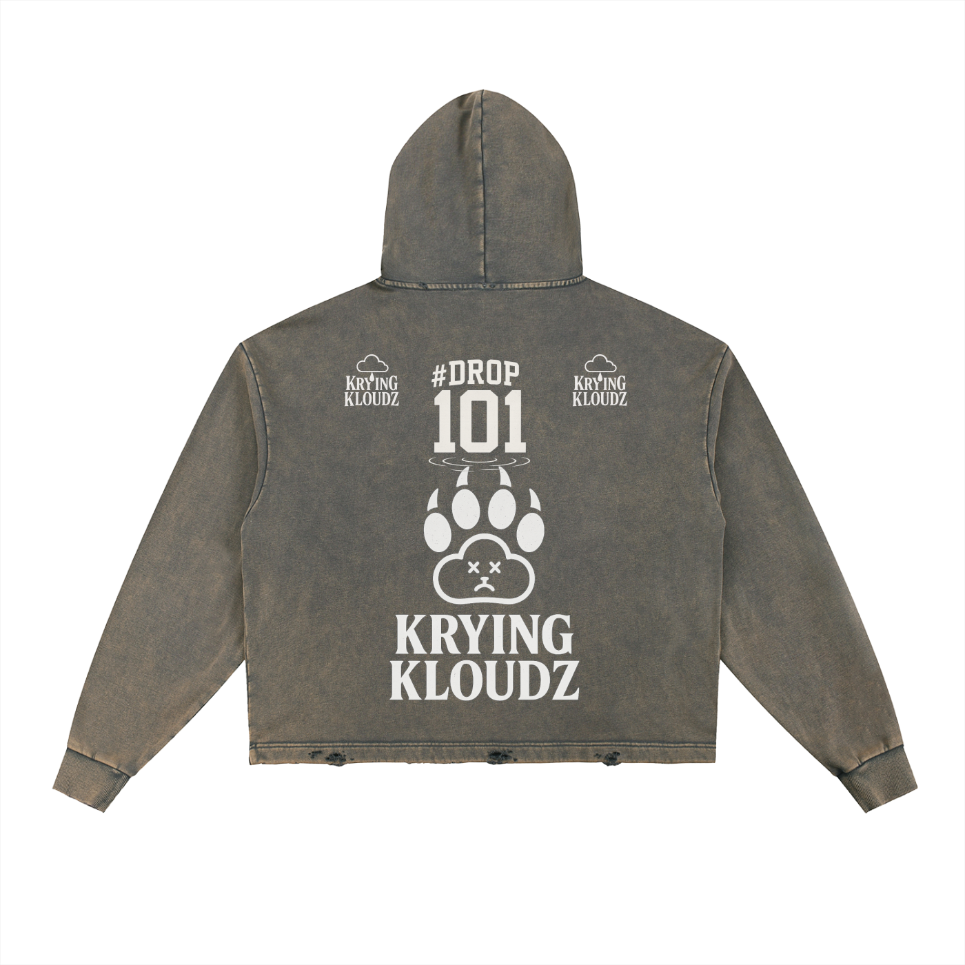 Vintage Washed Frayed-Hem Hoodie
