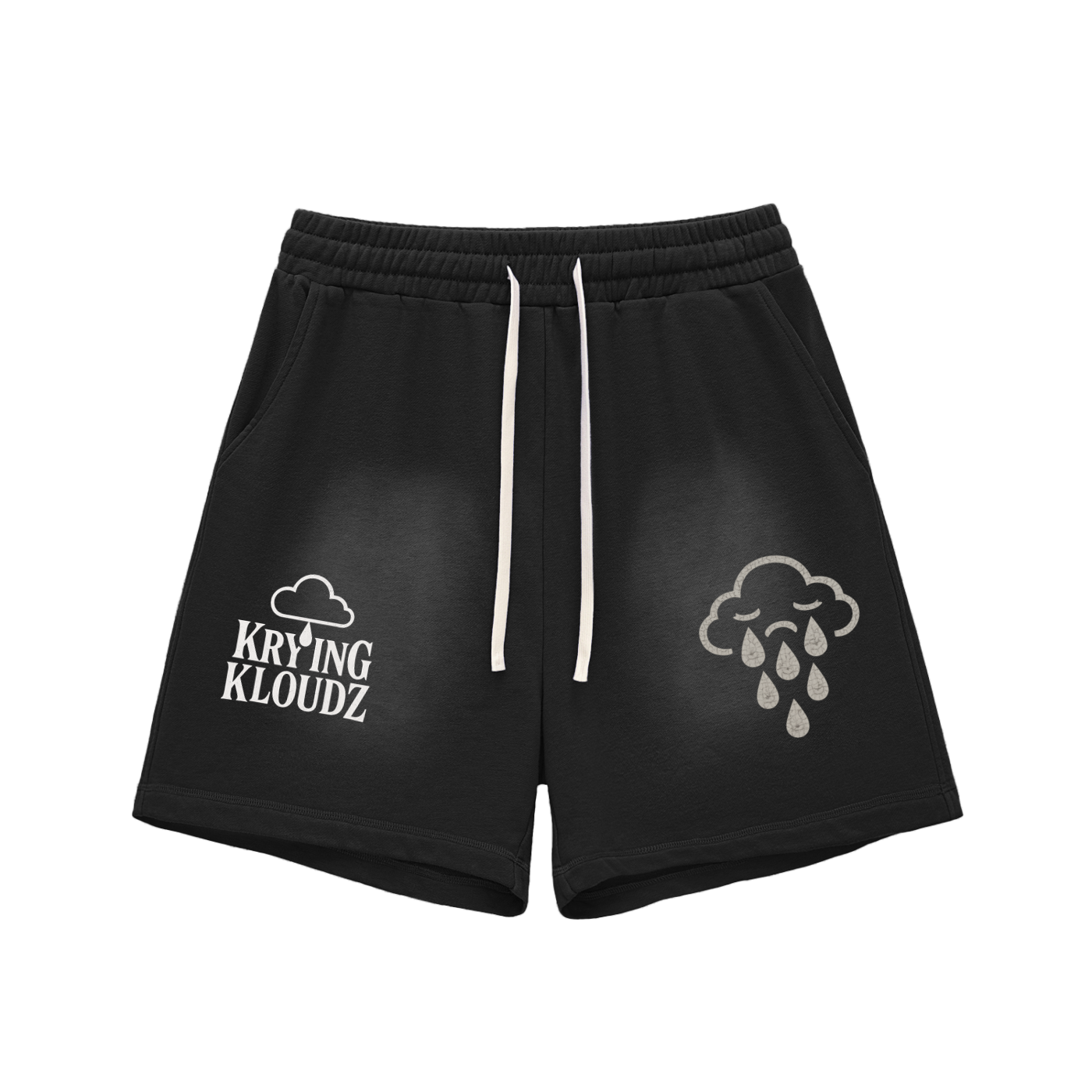 Sun Fade Raw Edge Cotton Shorts