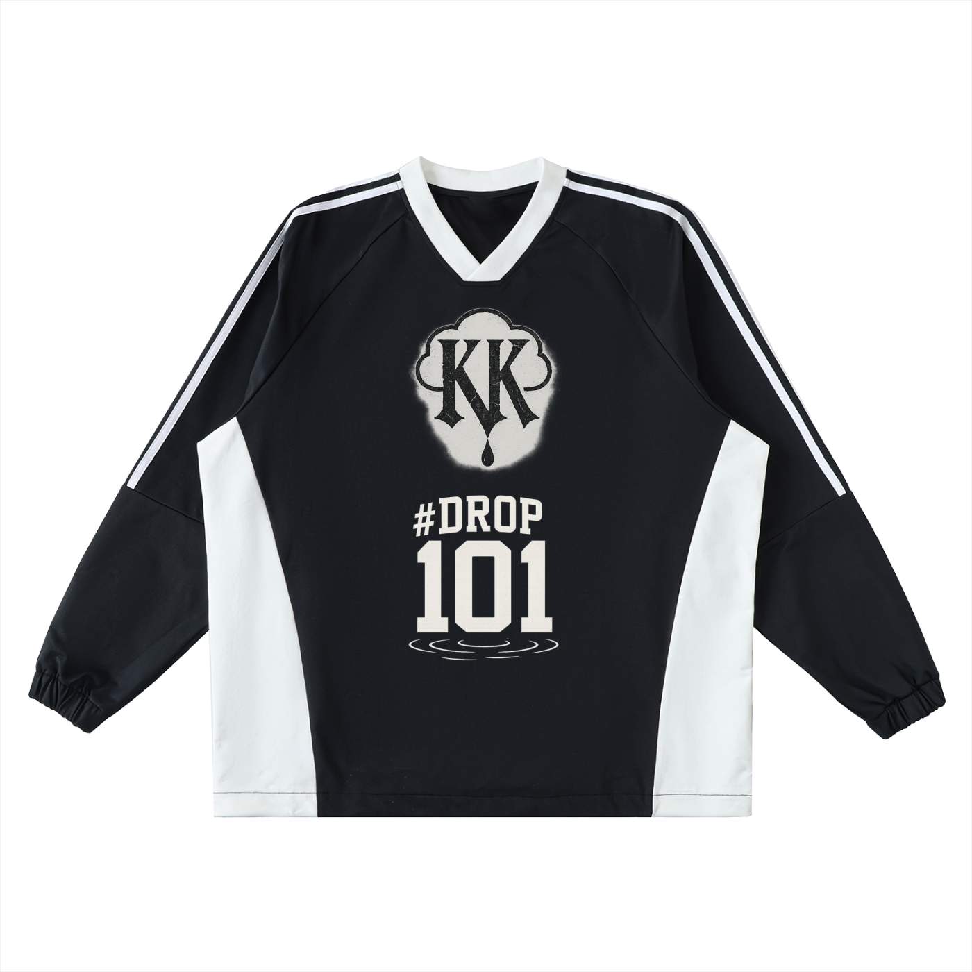 Color-Block V-Neck Long-Sleeve T-Shirt