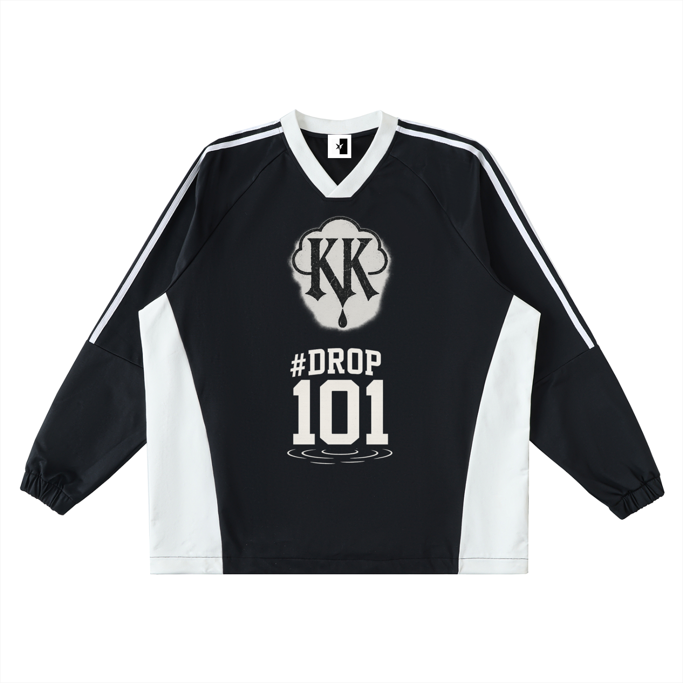 Color-Block V-Neck Long-Sleeve T-Shirt