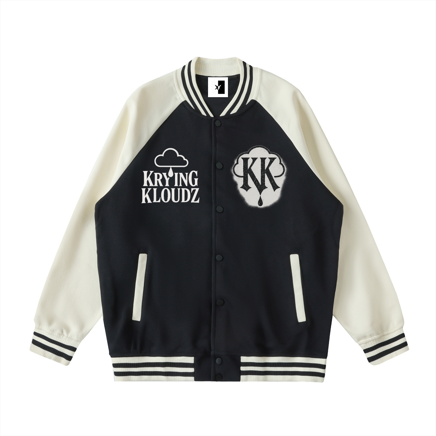 Two Tone Raglan Sleeve Varsity Jacket