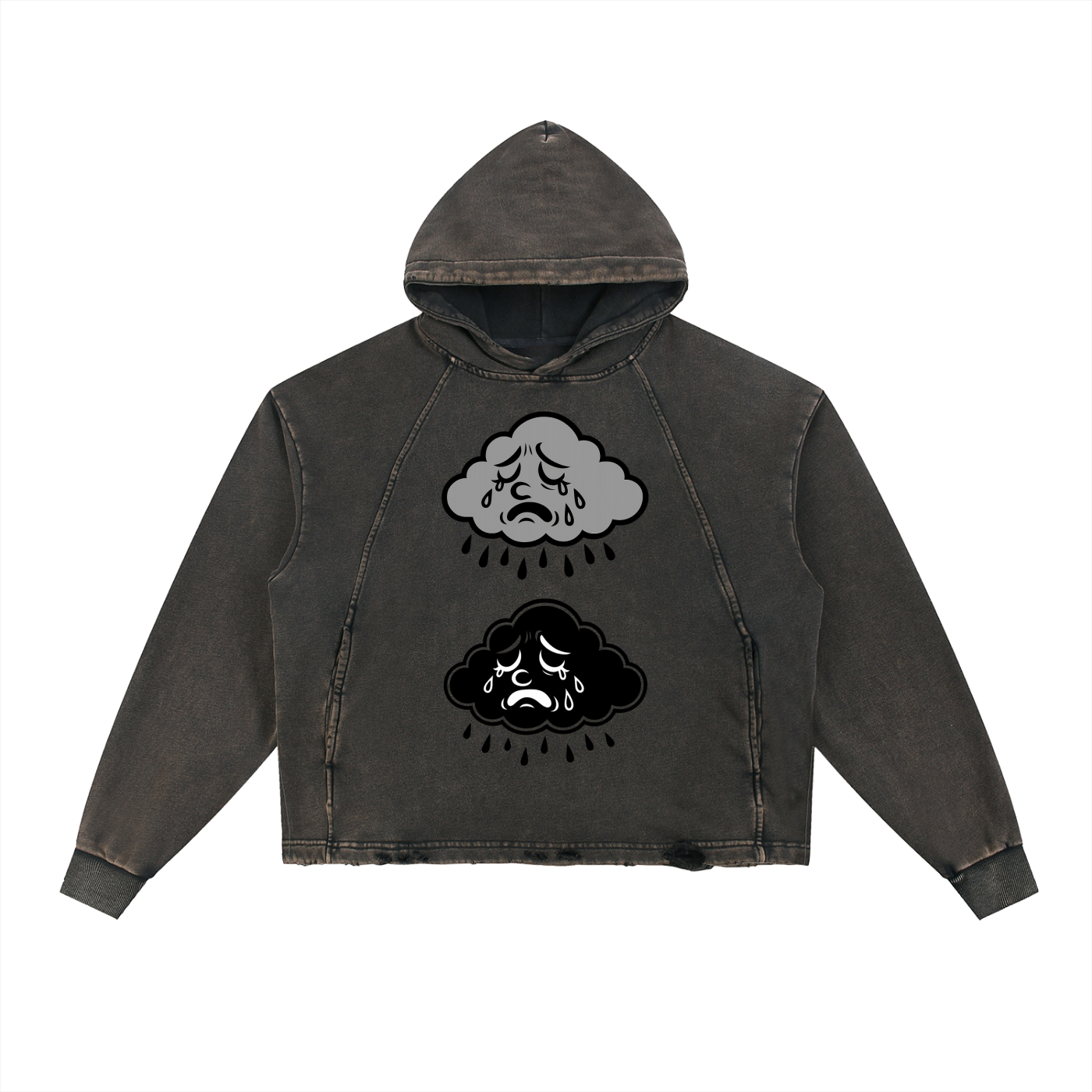 Vintage Washed Frayed-Hem Hoodie