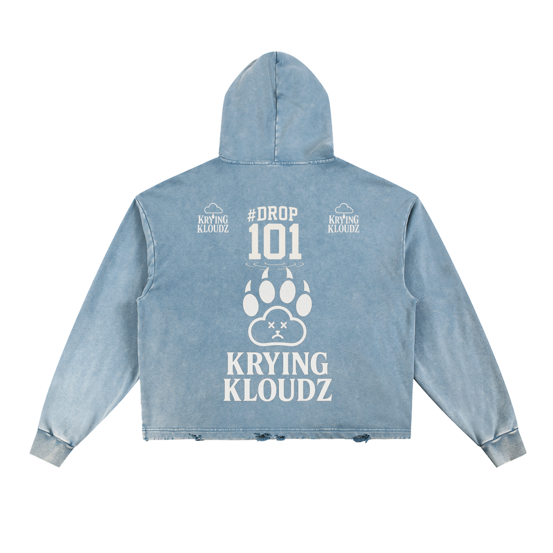 Vintage Washed Frayed-Hem Hoodie