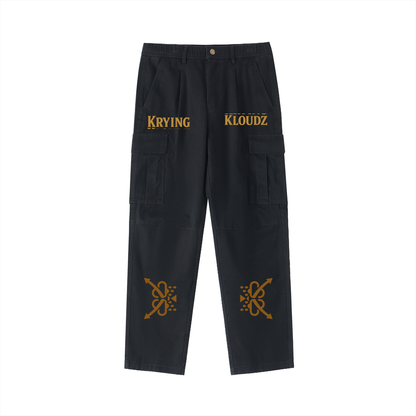 Cotton Elastic-Waist Cargo Pants
