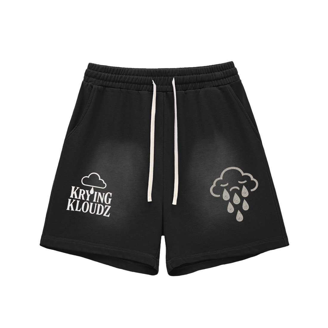 Sun Fade Raw Edge Cotton Shorts