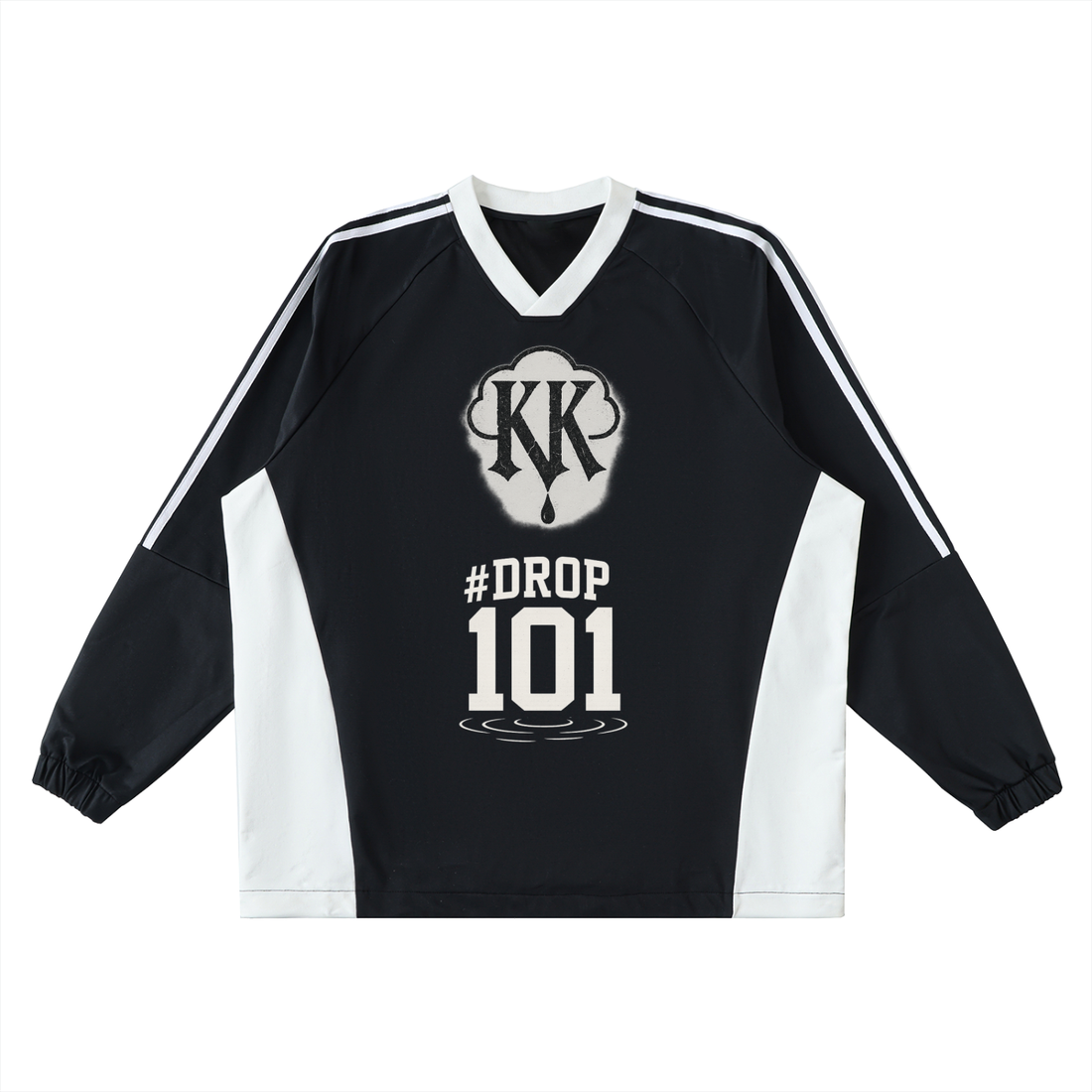 Color-Block V-Neck Long-Sleeve T-Shirt