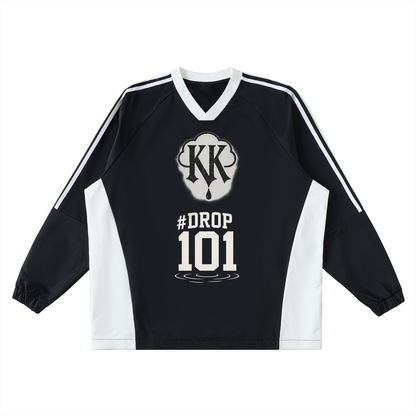Color-Block V-Neck Long-Sleeve T-Shirt