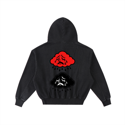 Frayed Enzyme Washed Fleece Hoodie