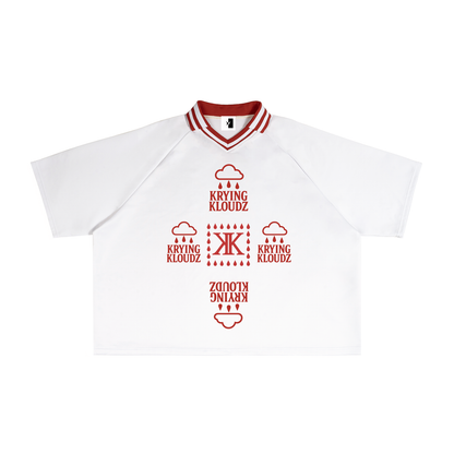 Contrast Lapel Collar Boxy T-Shirt