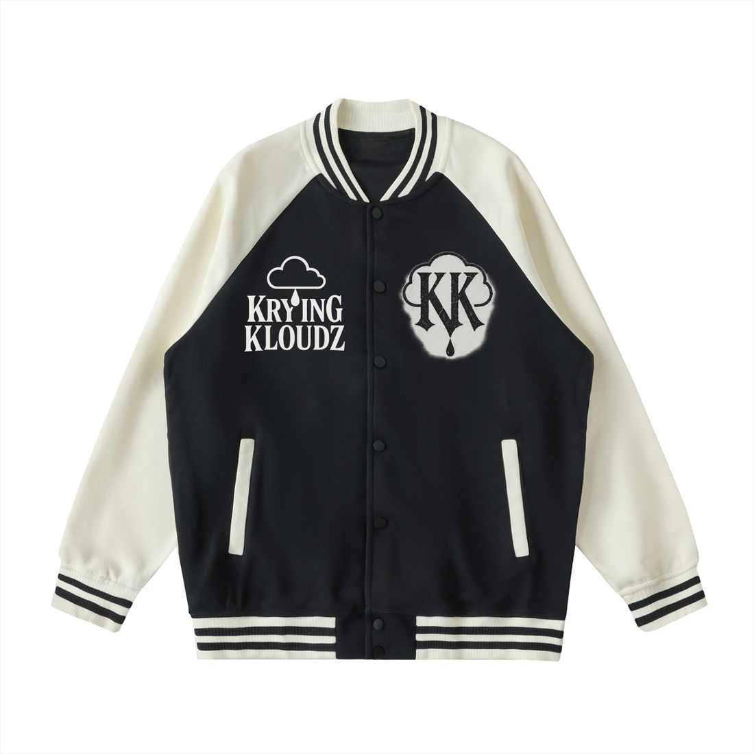 Two Tone Raglan Sleeve Varsity Jacket