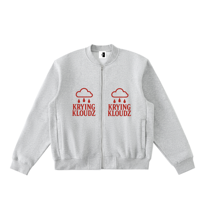 Essential Zip-Up Fleeced Varsity Jacket