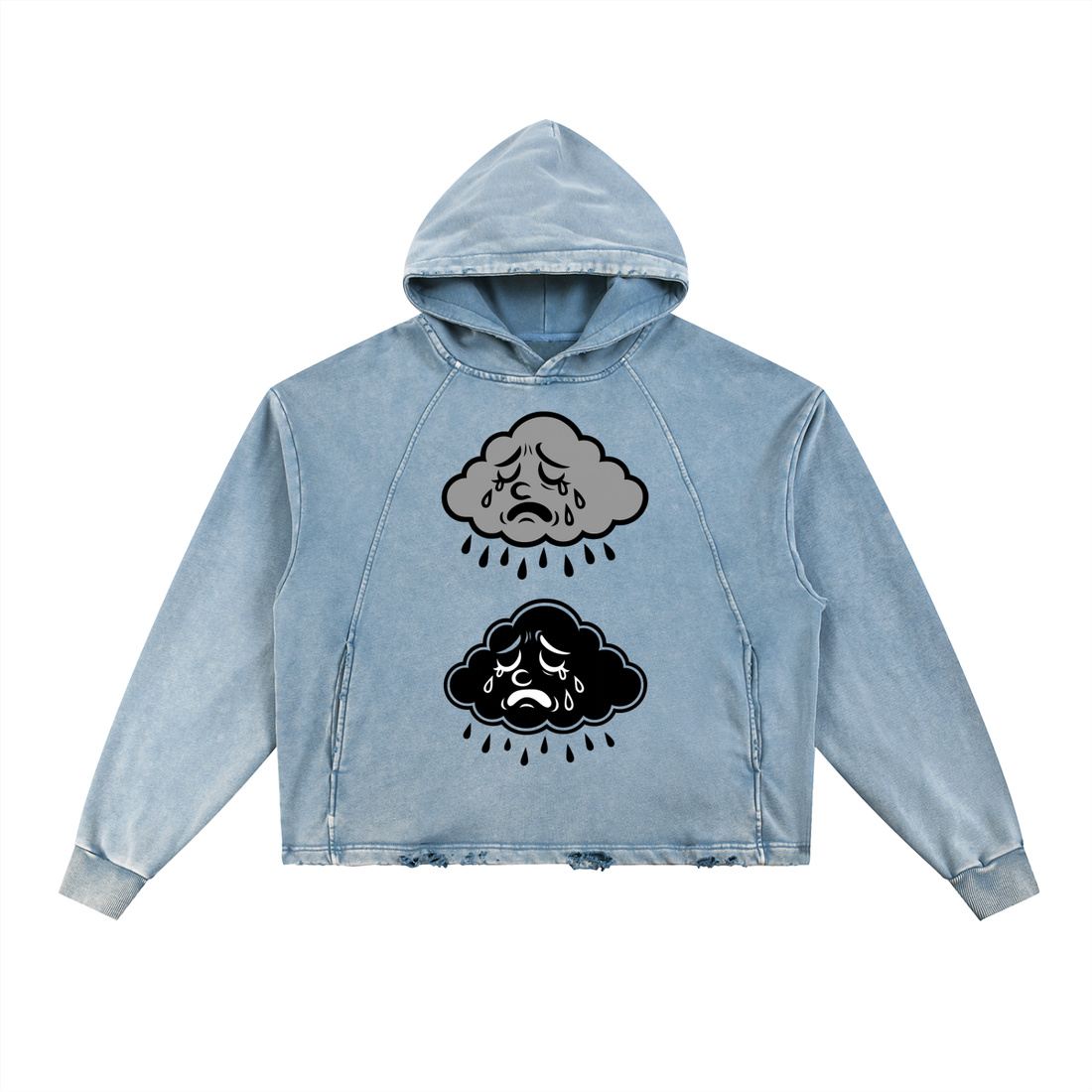 Vintage Washed Frayed-Hem Hoodie
