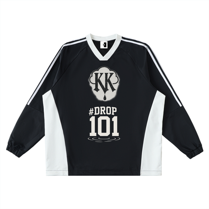 Color-Block V-Neck Long-Sleeve T-Shirt