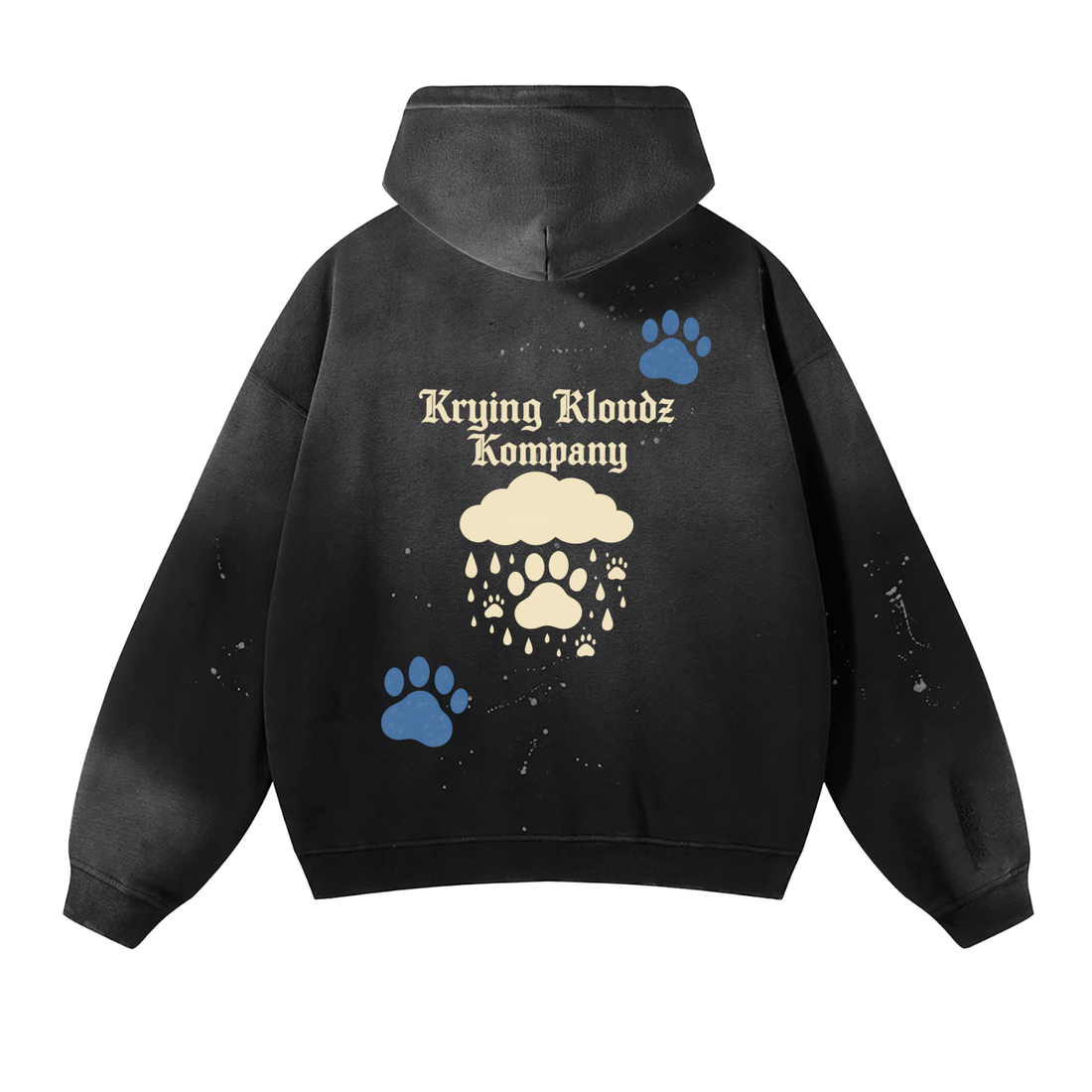 Vintage Washed Frayed Fleece Hoodie