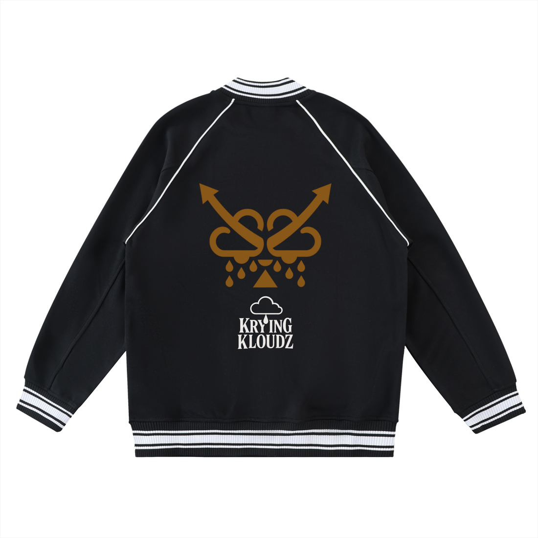 Contrast Trim Raglan Varsity Jacket