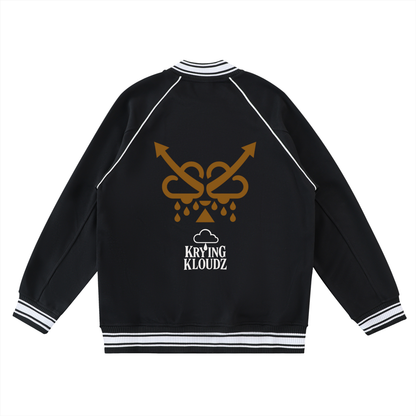 Contrast Trim Raglan Varsity Jacket