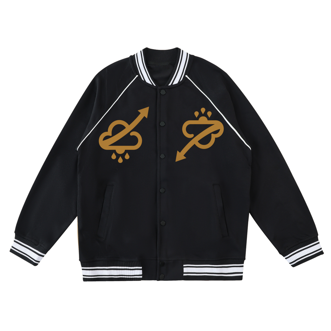 Contrast Trim Raglan Varsity Jacket