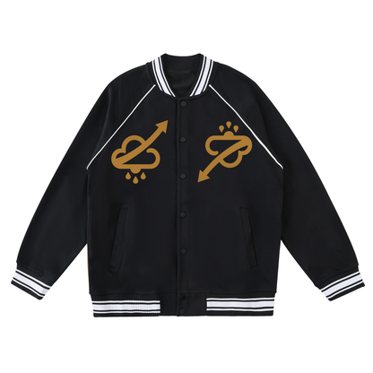 Contrast Trim Raglan Varsity Jacket