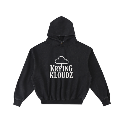 Frayed Enzyme Washed Fleece Hoodie