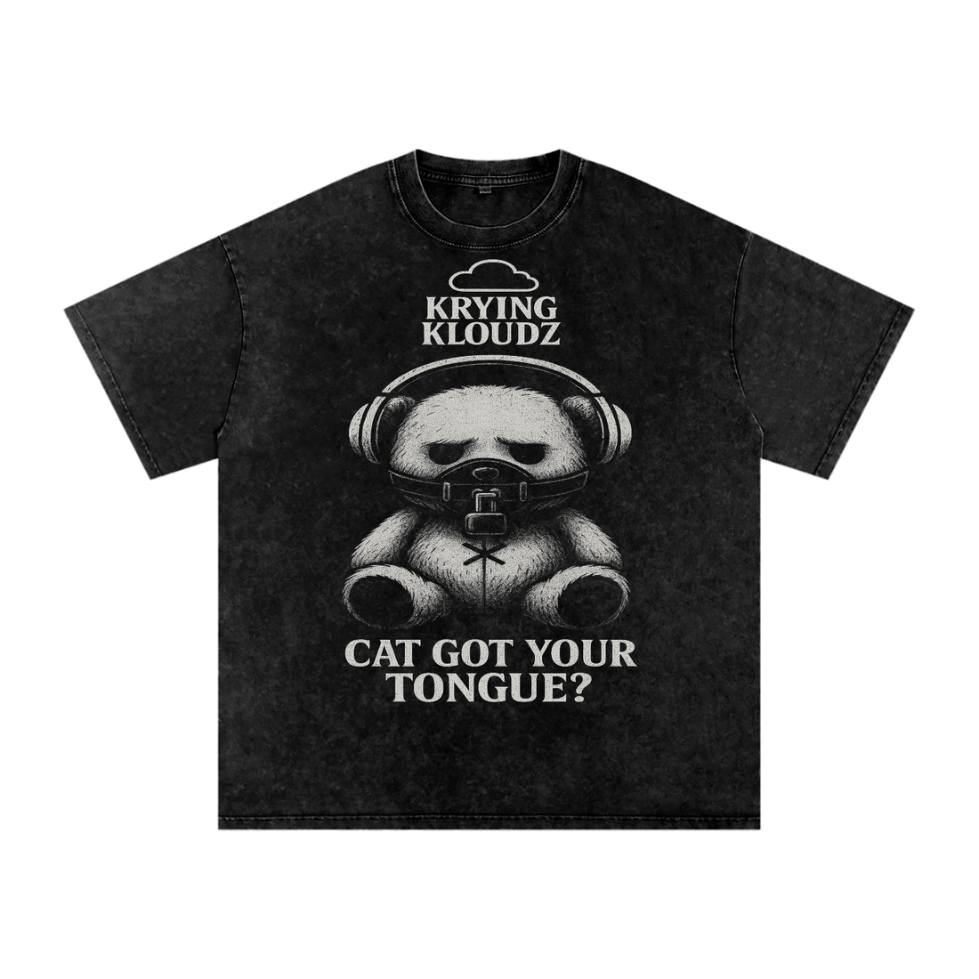 Acid Wash Oversize T-Shirt !Cats Got Your Tongue!