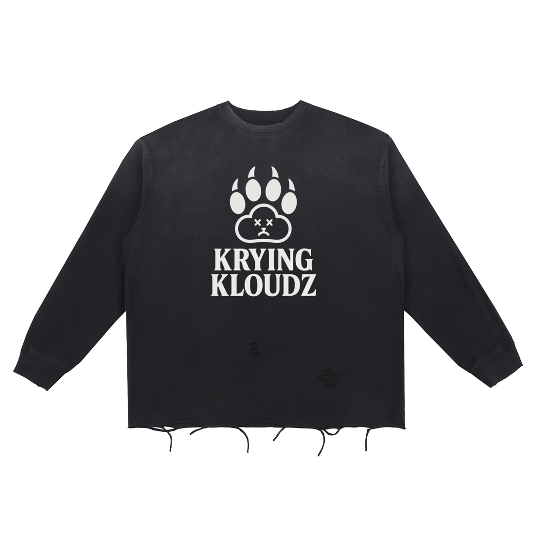 Snow Wash Raw Edge Cotton T-Shirt