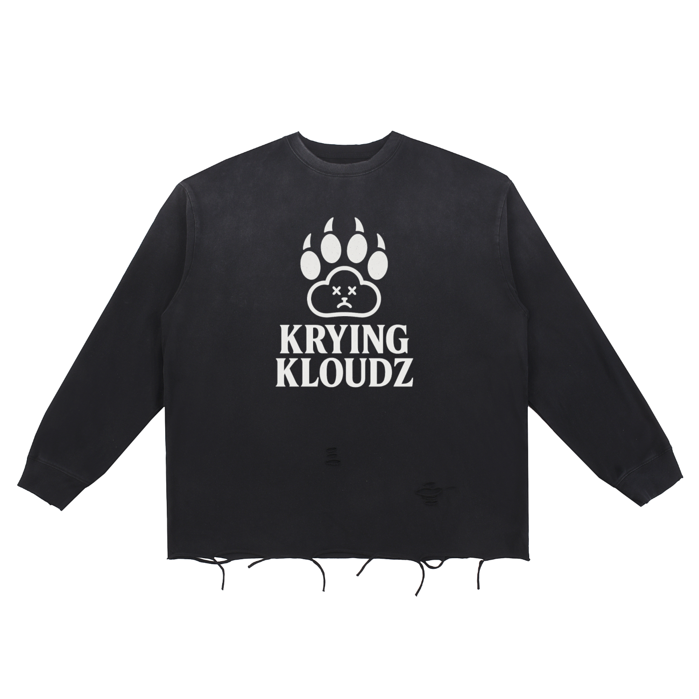 Snow Wash Raw Edge Cotton T-Shirt