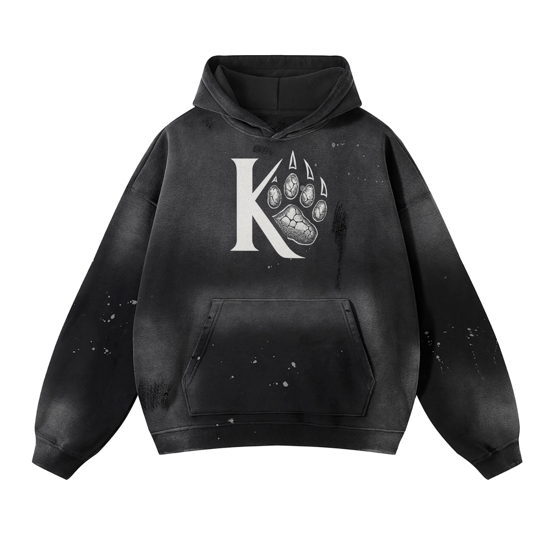 Vintage Wash Frayed Fleece Hoodie - 360 GSM