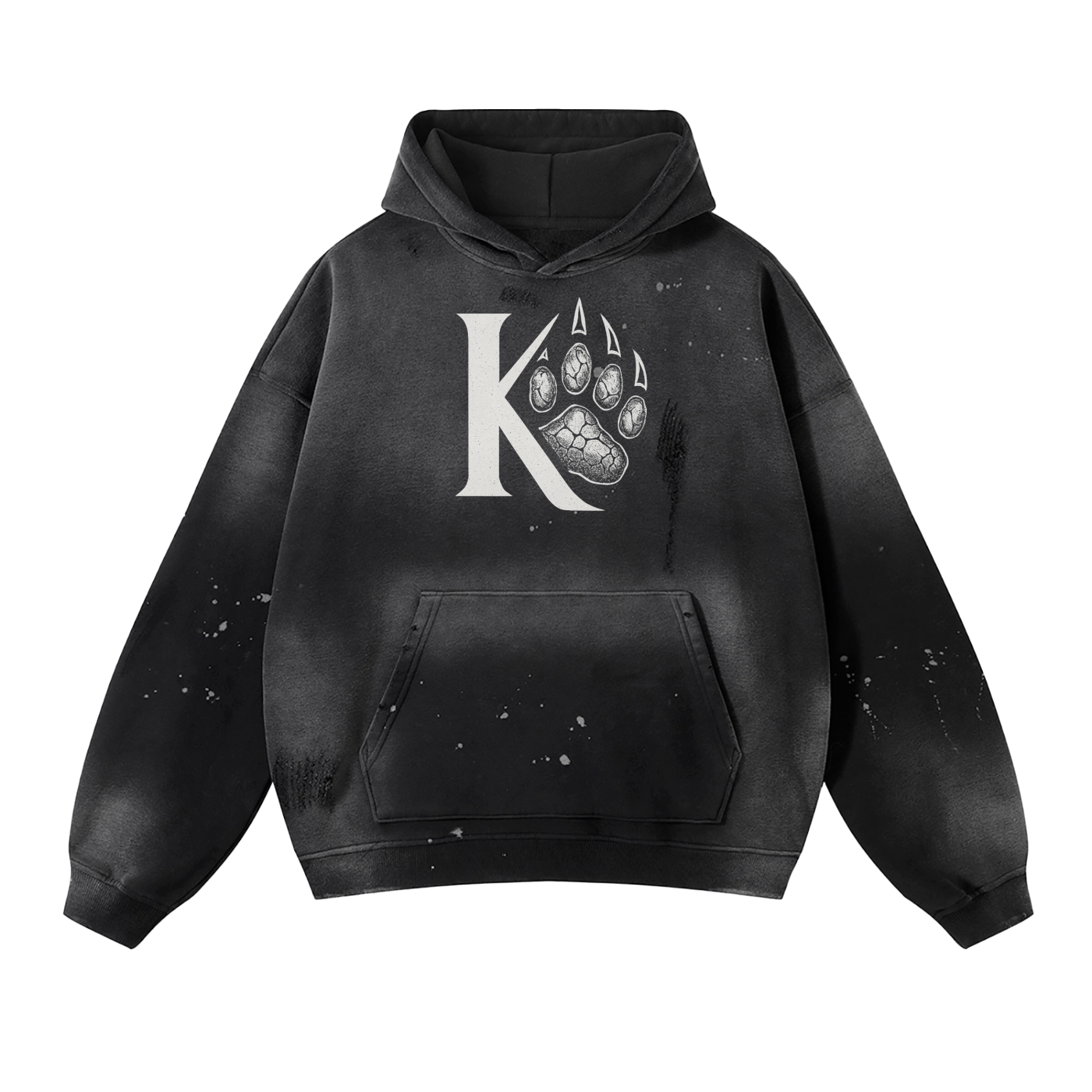 Vintage Wash Frayed Fleece Hoodie - 360 GSM
