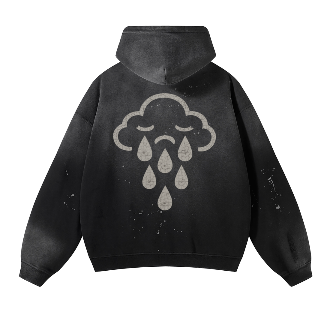 Vintage Wash Frayed Fleece Hoodie - 360 GSM