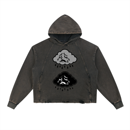 Vintage Washed Frayed-Hem Hoodie
